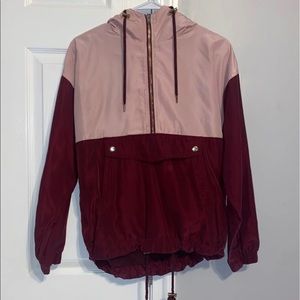 pink and maroon windbreaker